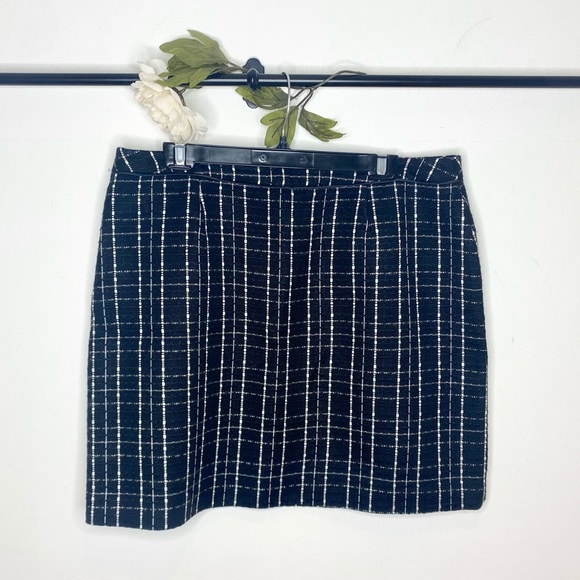 💖💖 Precis Skirt Navy And White In Grid Pattern Size 16 - Picture 4 of 7